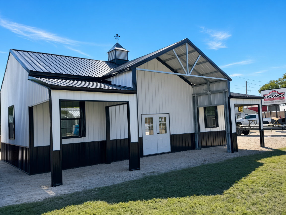 Metal building with covered porch